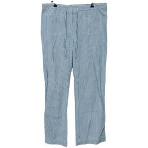 UNIFORM Seersucker Wide‎ Leg Pants Blue White